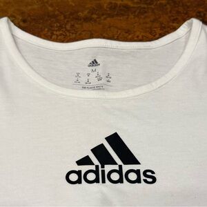 adidas White Cropped Tee with Black Logo